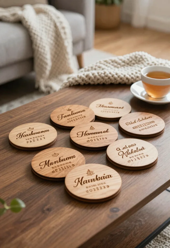 12 Eco-Friendly Engagement Party Gift Ideas for Couples Starting Together 28 12 Eco Friendly Engagement Party Gift Ideas for Couples Starting Together 8. Custom Engraved Wooden Coasters 0