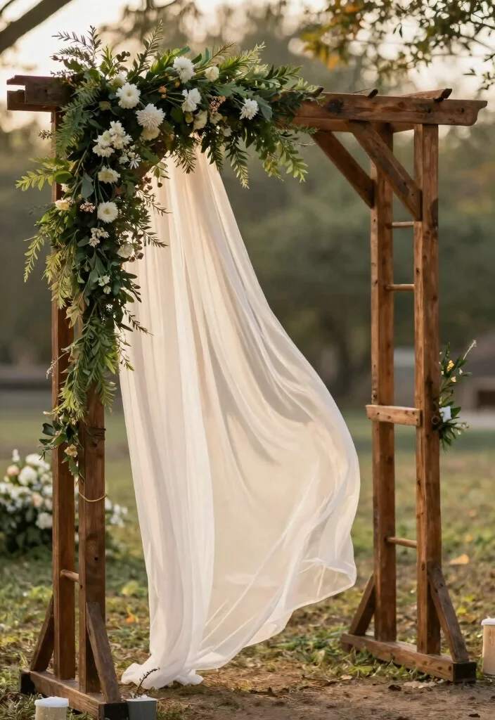 12 Engagement Party Backdrop Ideas for Picture Perfect Moments 1. Rustic Wooden Arch 0