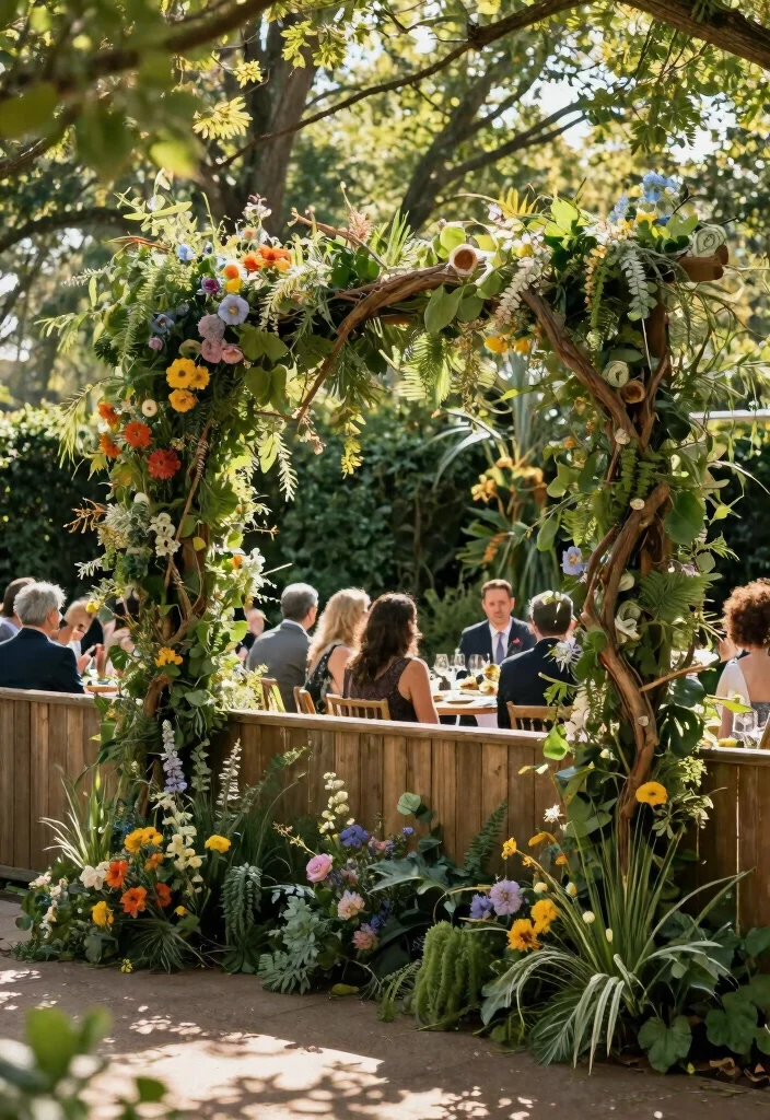 12 Engagement Party Backdrop Ideas for Picture Perfect Moments 10. Nature Inspired Backdrop 0