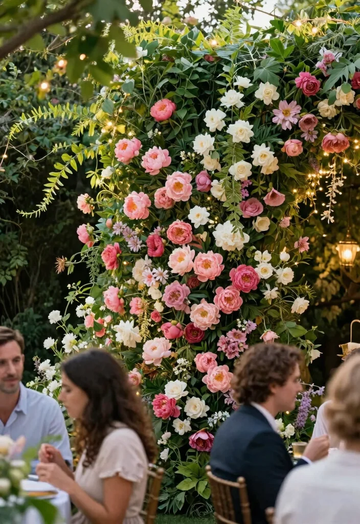 12 Engagement Party Backdrop Ideas for Picture Perfect Moments 2. Floral Wall 0