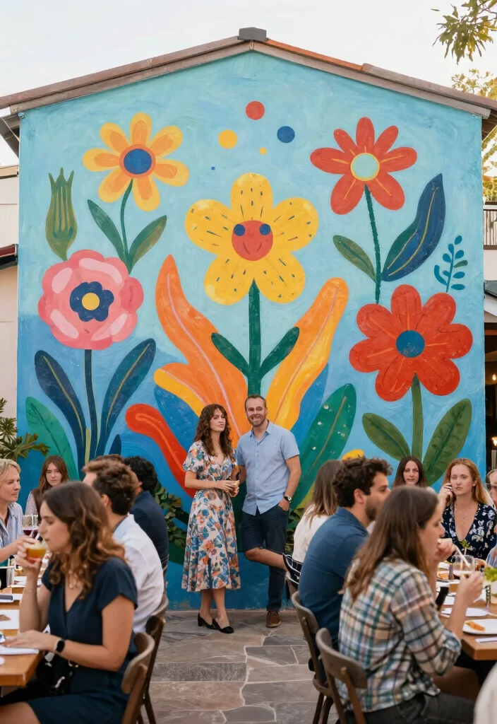 12 Engagement Party Backdrop Ideas for Picture Perfect Moments 9. Painted Mural Backdrop 0