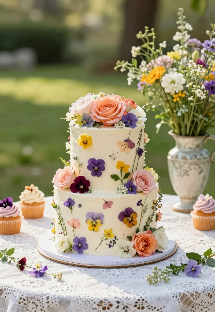 12 Engagement Party Cake Ideas for Any Celebration Style 23 12 Engagement Party Cake Ideas for Any Celebration Style 3. Floral Themed Engagement Cake 0