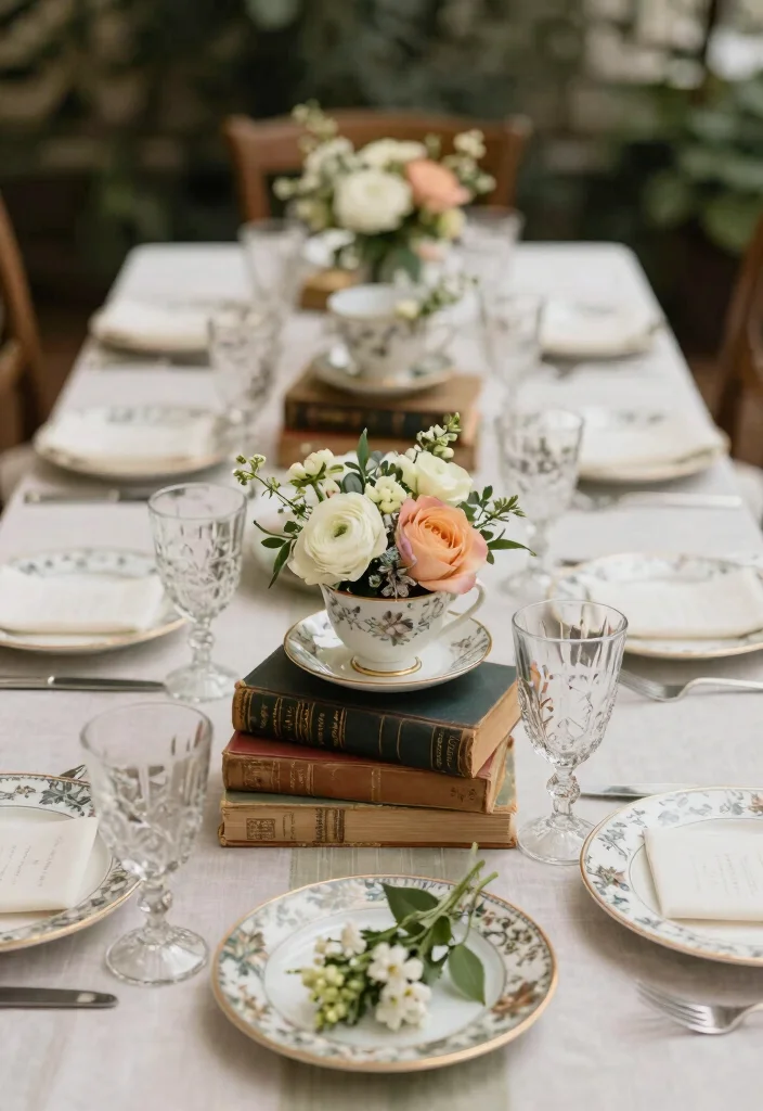 12 Engagement Party Centerpiece Ideas for Stylish Tables 62 12 Engagement Party Centerpiece Ideas for Stylish Tables 12. Vintage Finds 0