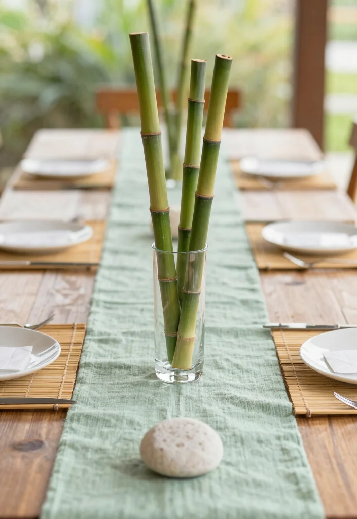 12 Engagement Party Centerpiece Ideas for Stylish Tables 26 12 Engagement Party Centerpiece Ideas for Stylish Tables 6. Bamboo and Linen Combo 0