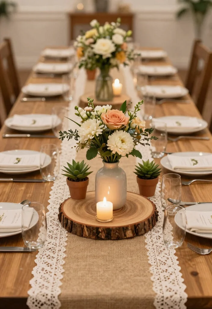 12 Engagement Party Centerpiece Ideas for Stylish Tables 38 12 Engagement Party Centerpiece Ideas for Stylish Tables 8. Natural Wood Elements 0