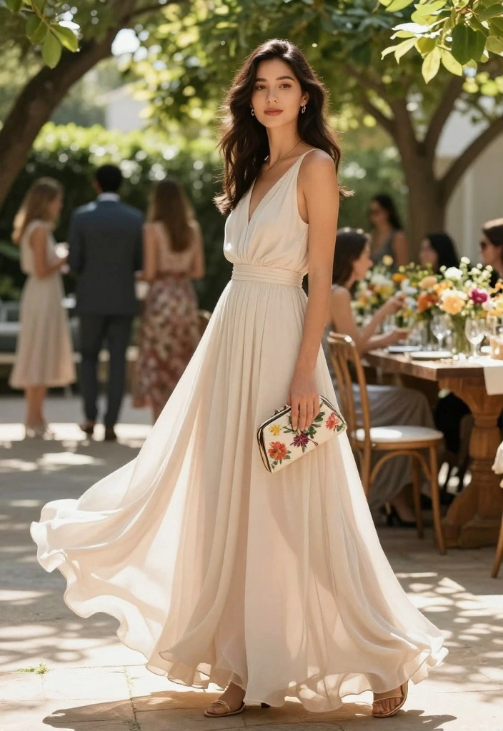 12 Engagement Party Guest Outfit Ideas That Feel Polished and Easy 1 12 Engagement Party Guest Outfit Ideas That Feel Polished and Easy 1. Flowy Maxi Dress with Eco Friendly Fabric 0