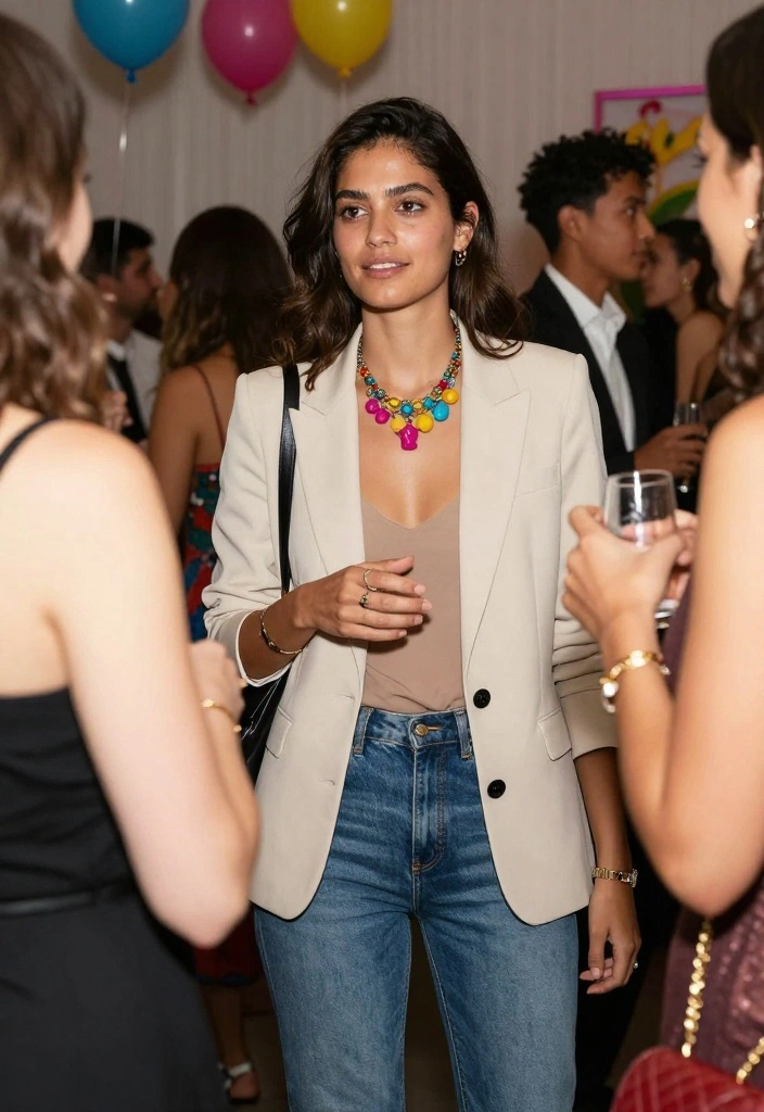 12 Engagement Party Guest Outfit Ideas That Feel Polished and Easy 51 12 Engagement Party Guest Outfit Ideas That Feel Polished and Easy 11. Smart Casual Blazer with Jeans 0