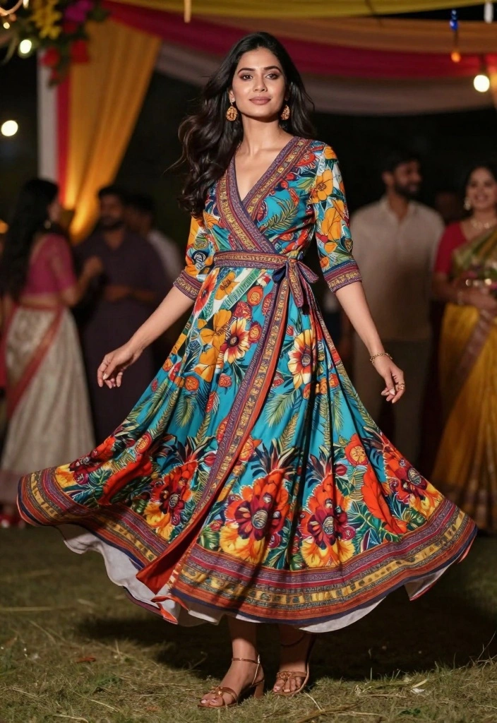 12 Engagement Party Guest Outfit Ideas That Feel Polished and Easy 27 12 Engagement Party Guest Outfit Ideas That Feel Polished and Easy 7. Printed Wrap Dress 0