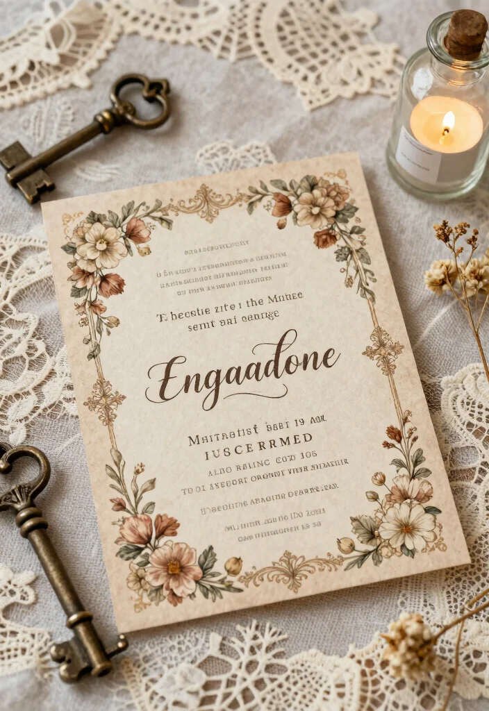 12 Engagement Party Invitation Ideas That Set the Tone Beautifully 24 12 Engagement Party Invitation Ideas That Set the Tone Beautifully 4. Vintage Vibes 0