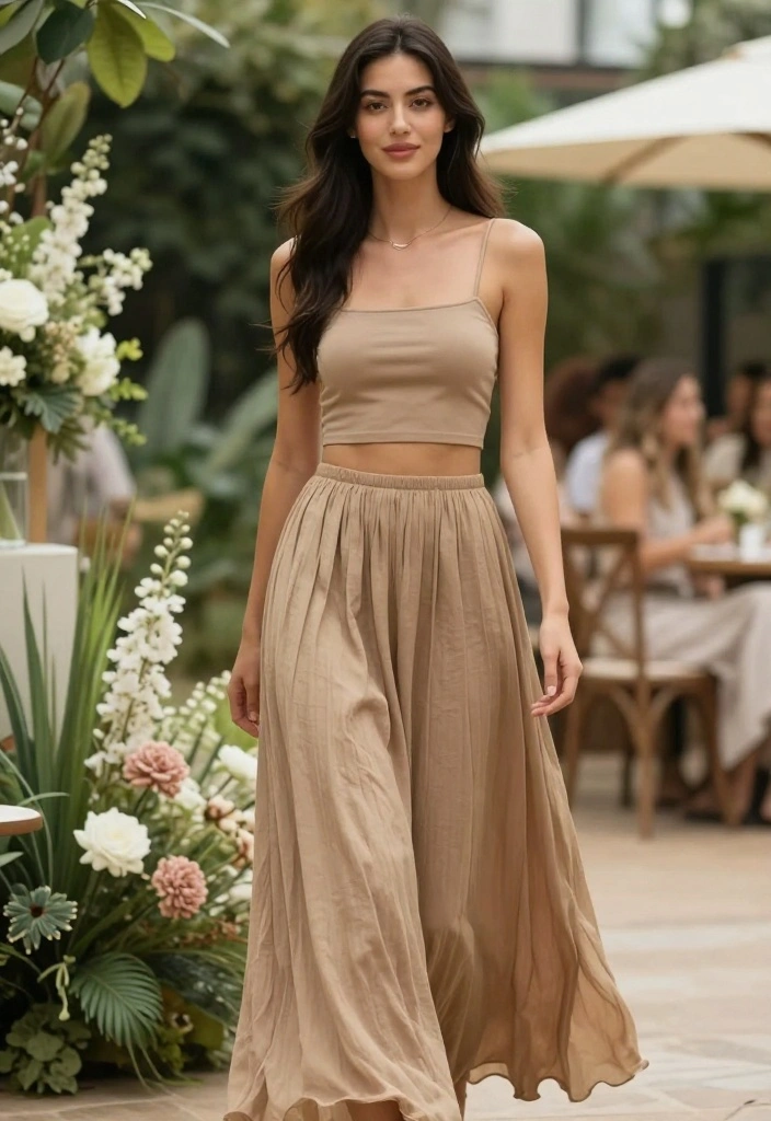 12 Engagement Party Outfit Ideas for Guests and Couples 13 12 Engagement Party Outfit Ideas for Guests and Couples 3. Earthy Toned Two Piece Set 0