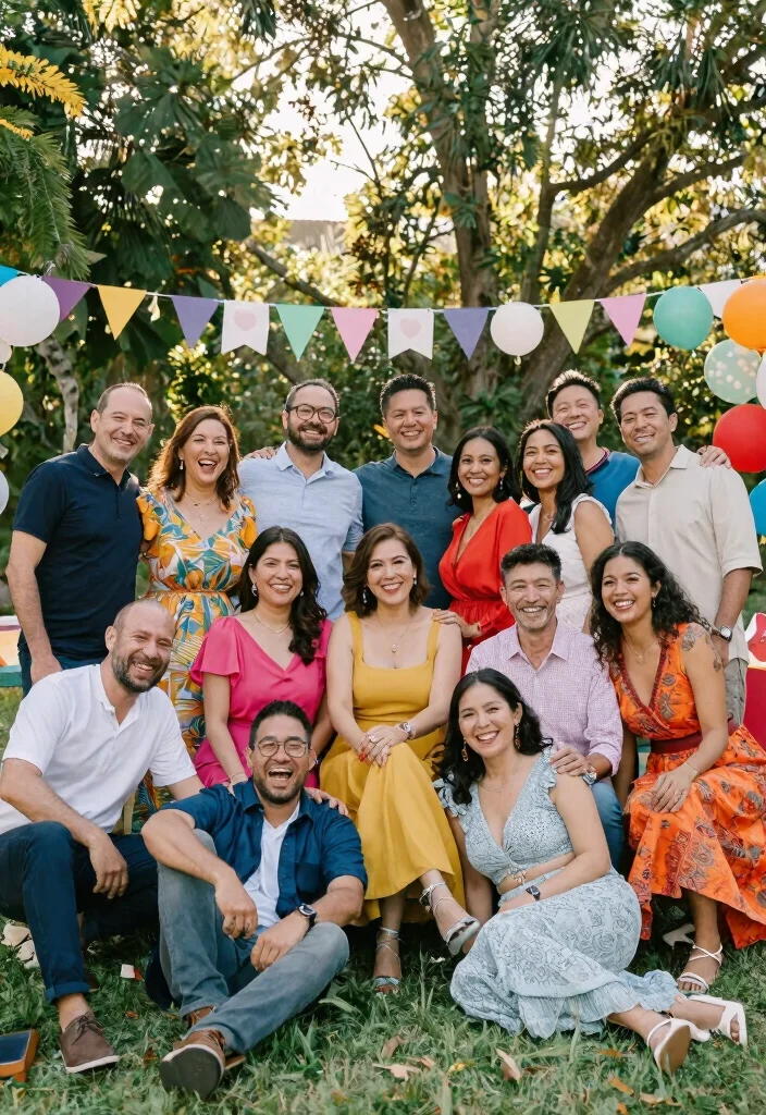 12 Engagement Party Photo Ideas to Capture the Celebration 5. Group Portraits with a Twist 0