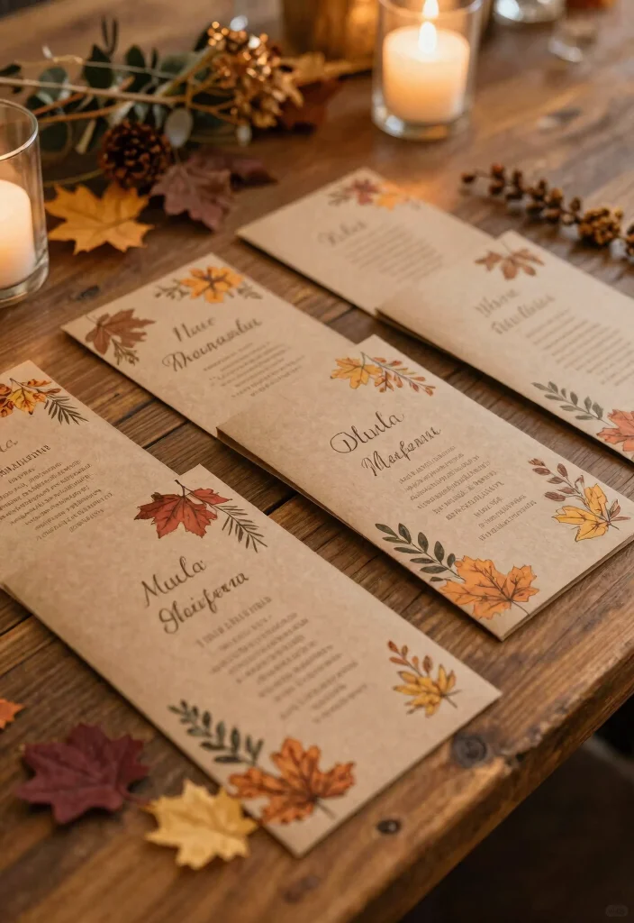 12 Fall Wedding Decoration Ideas Perfect for Autumn Ceremonies 11. Personalized Ceremony Programs with Fall Themes 0