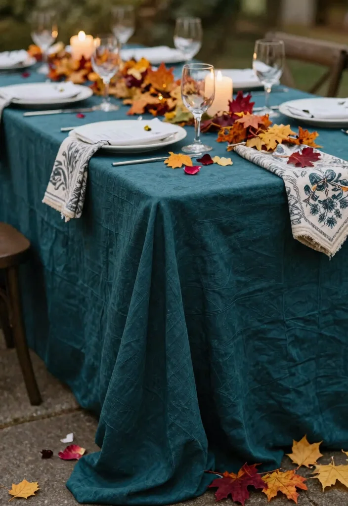 12 Fall Wedding Decoration Ideas Perfect for Autumn Ceremonies 7. Nature Inspired Table Linens 0