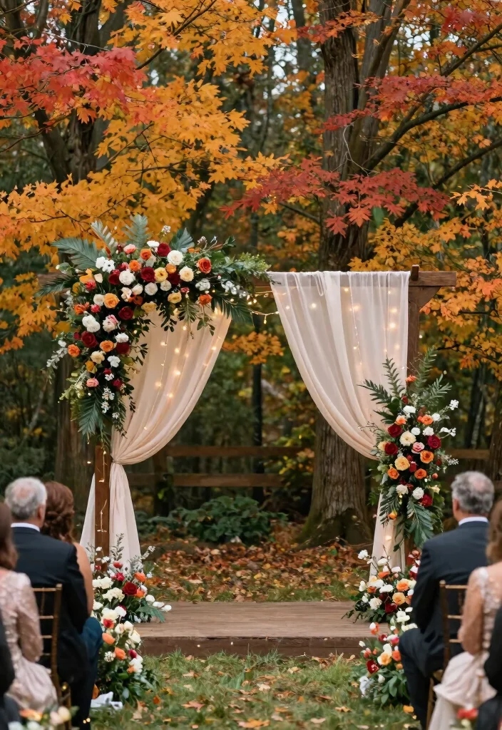 12 Fall Wedding Decoration Ideas Perfect for Autumn Ceremonies 9. Unique Ceremony Backdrops with Natural Beauty 0