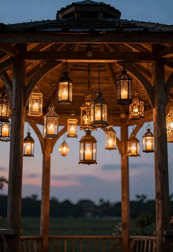12 Gazebo Wedding Decoration Ideas for Outdoor Garden Weddings 2. Whimsical Lanterns 0