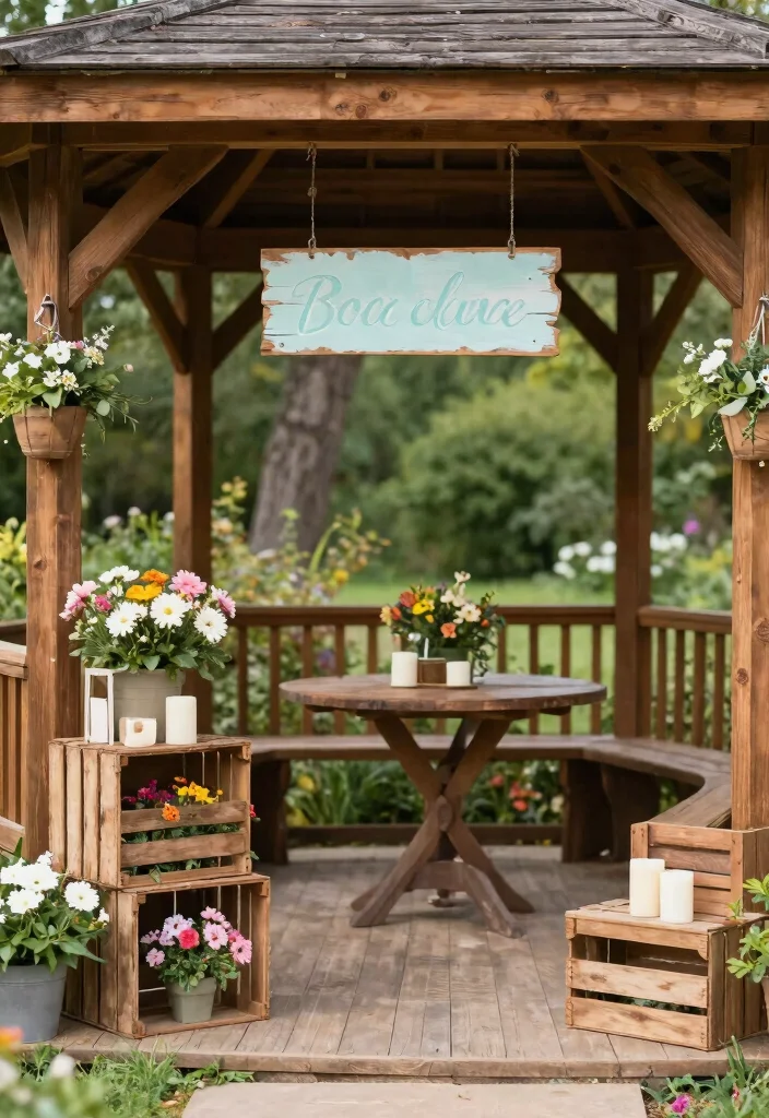 12 Gazebo Wedding Decoration Ideas for Outdoor Garden Weddings 4. Rustic Wooden Accents 0