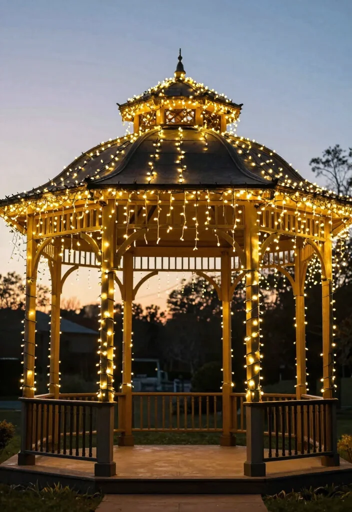 12 Gazebo Wedding Decoration Ideas for Outdoor Garden Weddings 5. Fairy Tale Lights 0