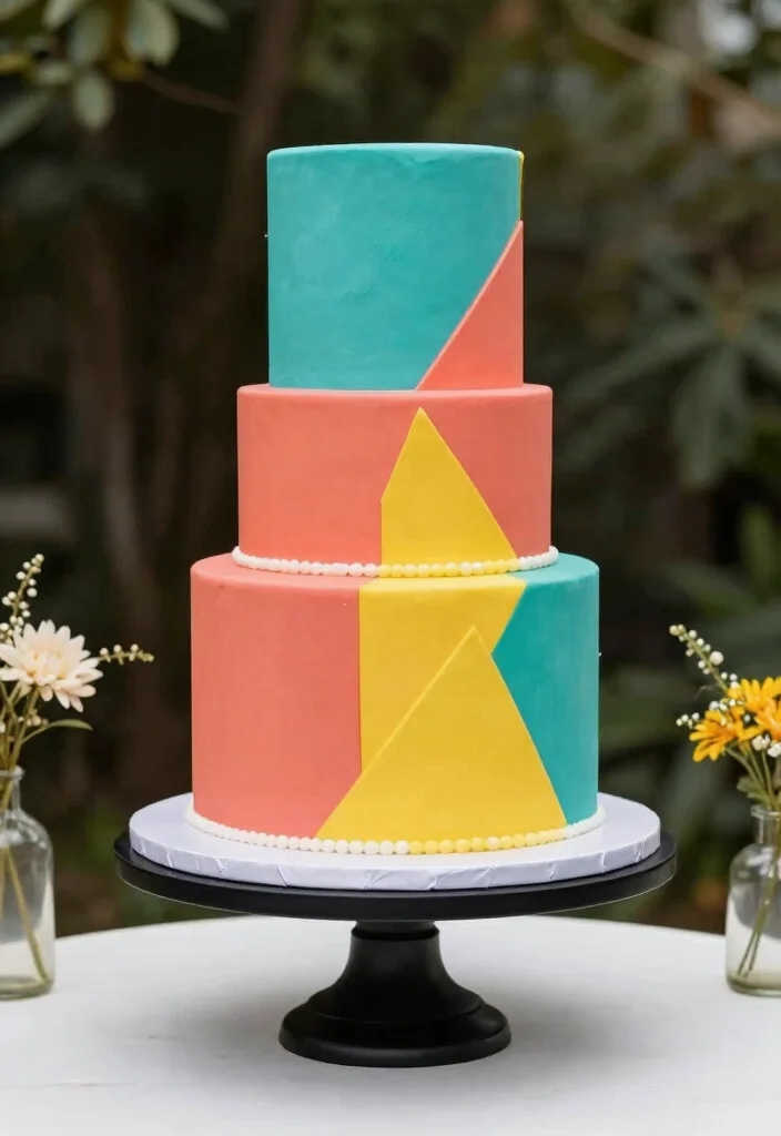 12 Minimalist Wedding Cake Ideas for Modern Couples 19 12 Minimalist Wedding Cake Ideas for Modern Couples 9. Bold Color Blocks 0