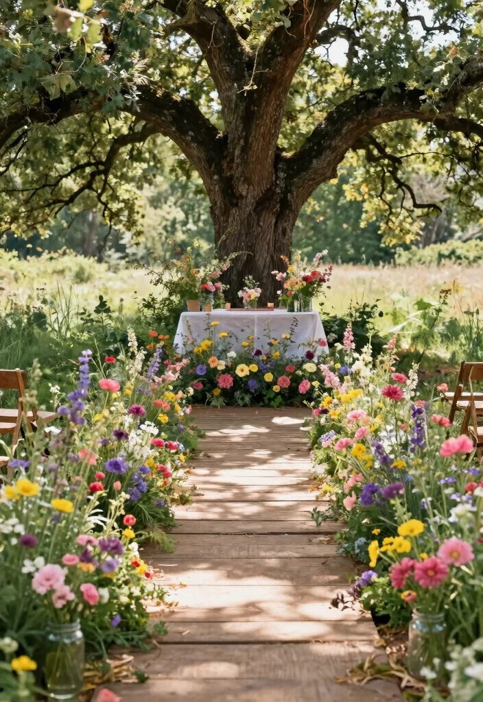 12 Outdoor Wedding Aisle Decoration Ideas for Nature Inspired Weddings 1. Wildflower Aisle 0
