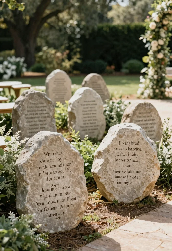 12 Outdoor Wedding Aisle Decoration Ideas for Nature Inspired Weddings 11. Natural Stone Markers 0