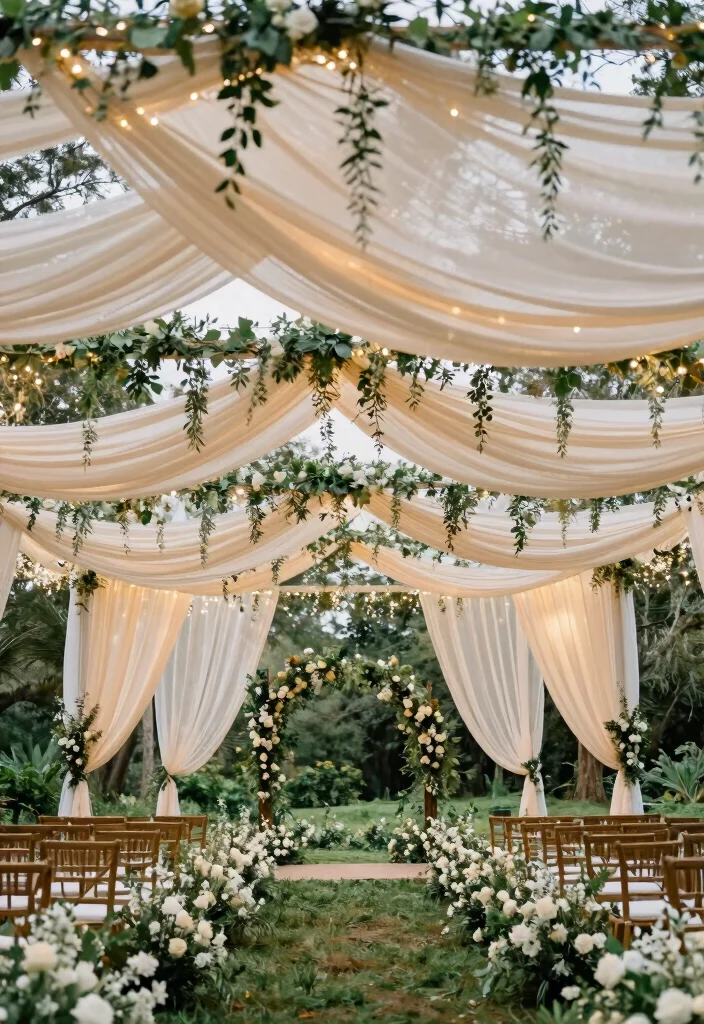 12 Outdoor Wedding Aisle Decoration Ideas for Nature Inspired Weddings 12. Dreamy Canopies 0