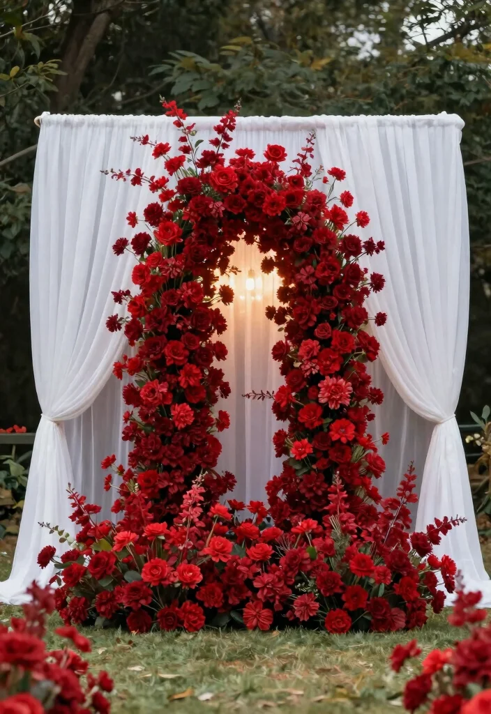 12 Red Wedding Decoration Ideas for Bold and Romantic Styles 3 12 Red Wedding Decoration Ideas for Bold and Romantic Styles 3. Bold Red Backdrops 0