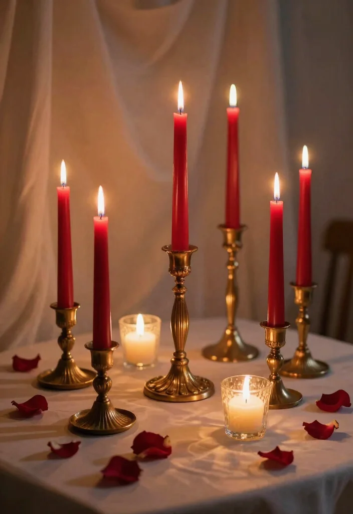 12 Red Wedding Decoration Ideas for Bold and Romantic Styles 14 12 Red Wedding Decoration Ideas for Bold and Romantic Styles 4. Red Candle Arrangements 0