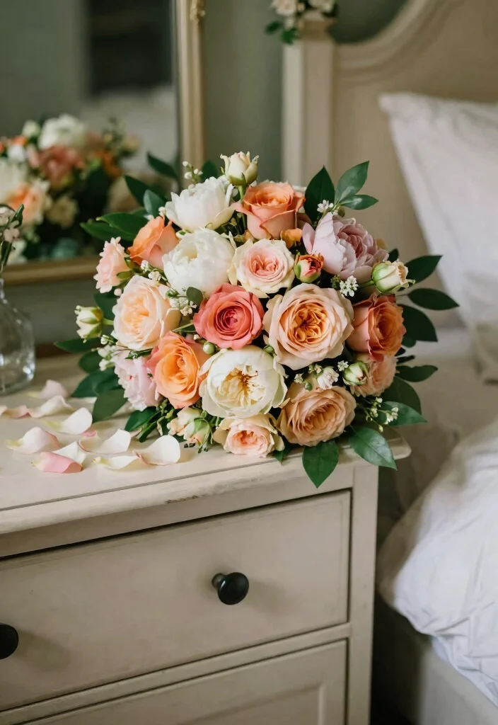 12 Romantic Wedding Night Room Decoration Ideas for Newlyweds 5. Romantic Floral Arrangements 0