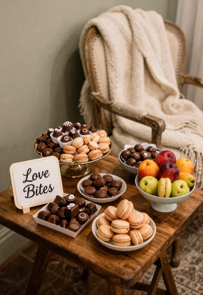 12 Romantic Wedding Night Room Decoration Ideas for Newlyweds 6. Sweet Treats Station 0
