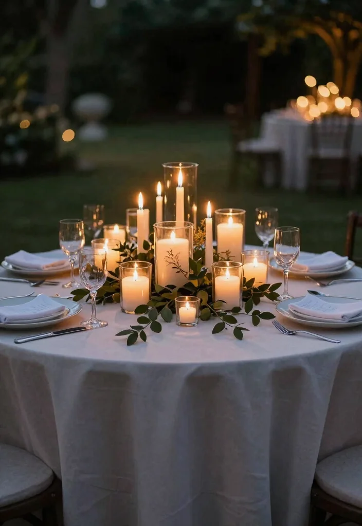 12 Round Wedding Table Decoration Ideas That Look Balanced 24 12 Round Wedding Table Decoration Ideas That Look Balanced 4. Elegant Candlelit Settings 0