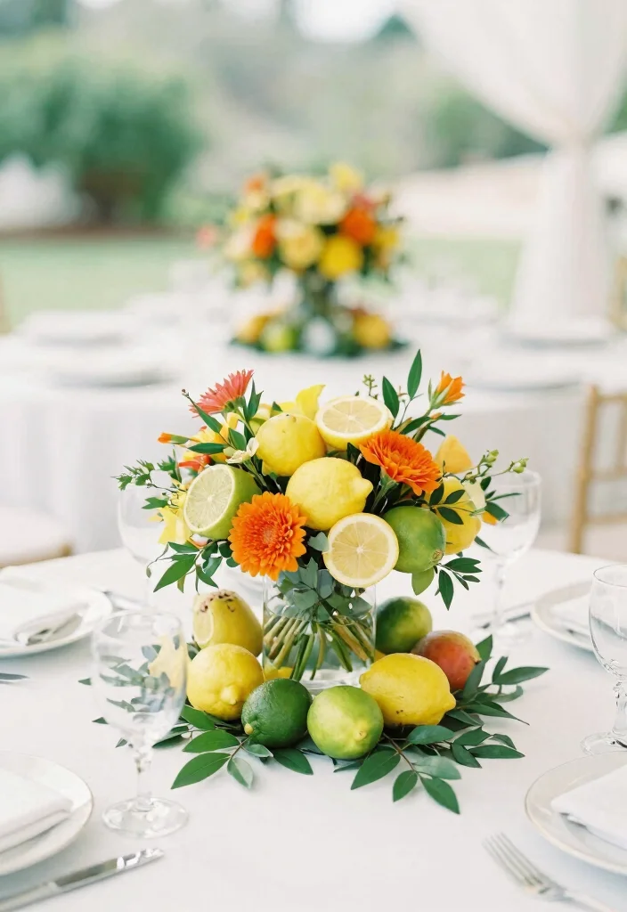 12 Round Wedding Table Decoration Ideas That Look Balanced 36 12 Round Wedding Table Decoration Ideas That Look Balanced 6. Creative Fruit Centerpieces 0
