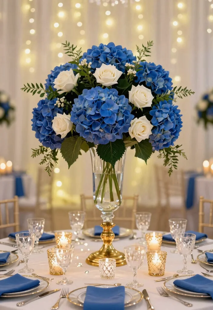 12 Royal Blue Wedding Decoration Ideas for Elegant Color Themes 1. Stunning Royal Blue Centerpieces 0