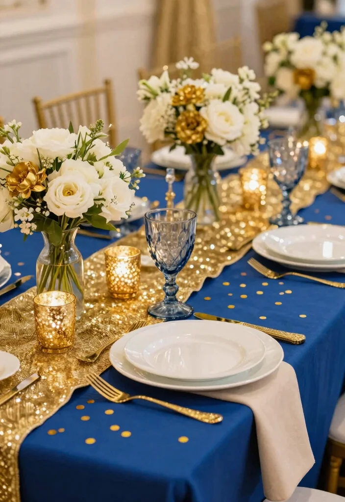 12 Royal Blue Wedding Decoration Ideas for Elegant Color Themes 3. Blue and Gold Wedding Accents 0