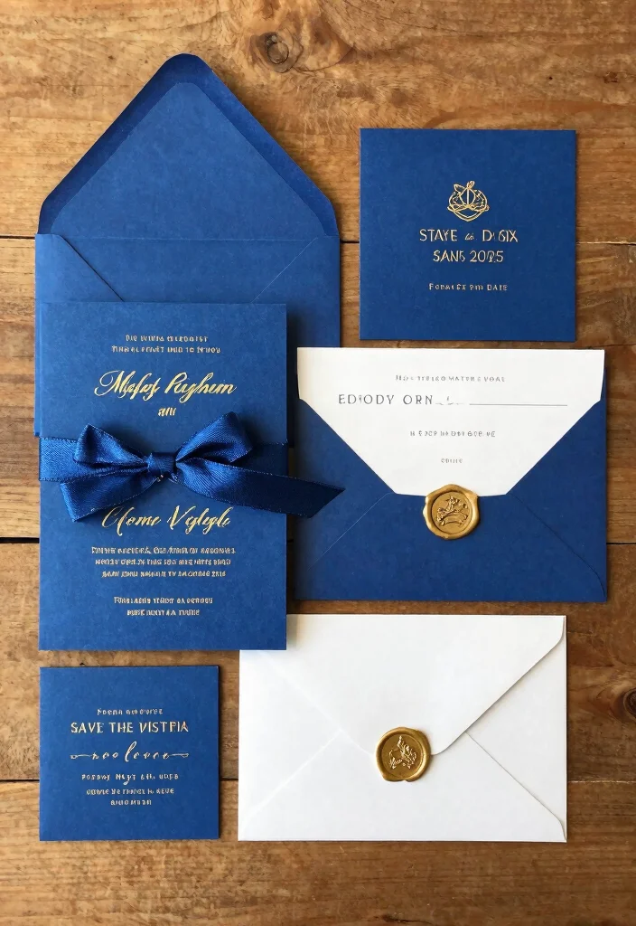 12 Royal Blue Wedding Decoration Ideas for Elegant Color Themes 6. Royal Blue Invitations and Stationery 0