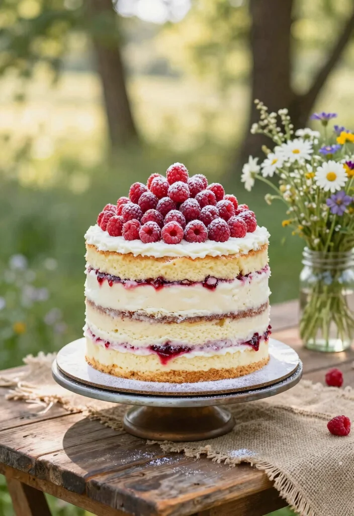 12 Rustic Wedding Cake Ideas Perfect for Country Weddings 1. Naked Raspberry and Vanilla Cake 0