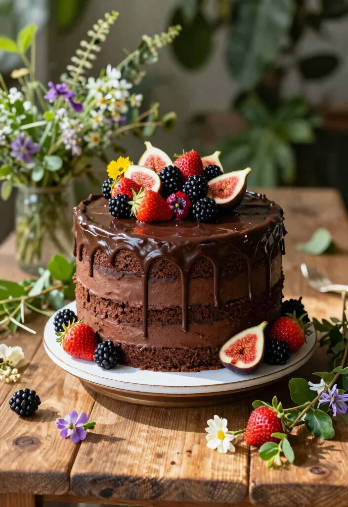 12 Rustic Wedding Cake Ideas Perfect for Country Weddings 3. Chocolate Ganache with Seasonal Fruit 0