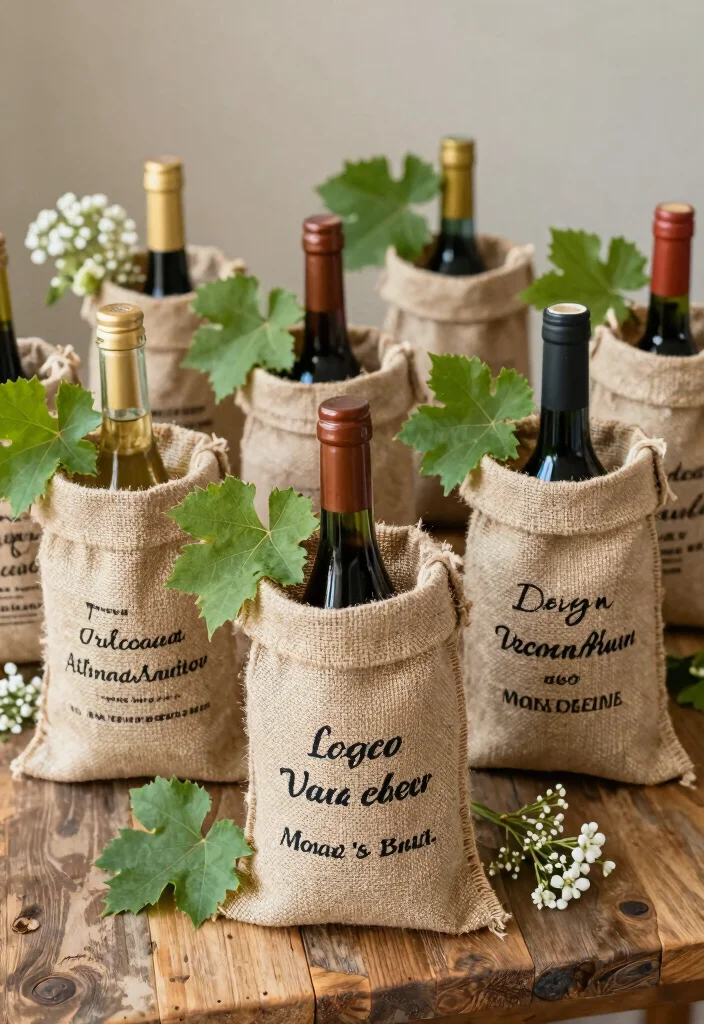 12 Rustic Wedding Favor Ideas for Country and Barn Weddings 11. Burlap Wine Bags 0