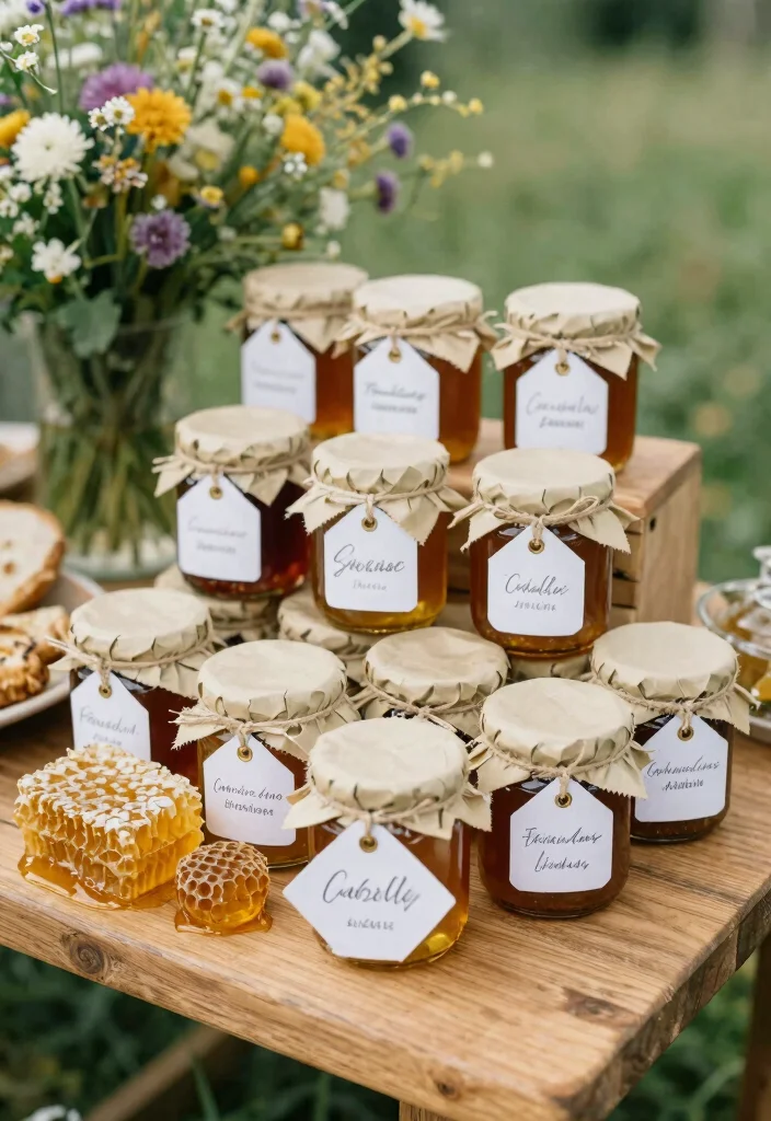 12 Rustic Wedding Favor Ideas for Country and Barn Weddings 12. Sweet Honey Jars 0