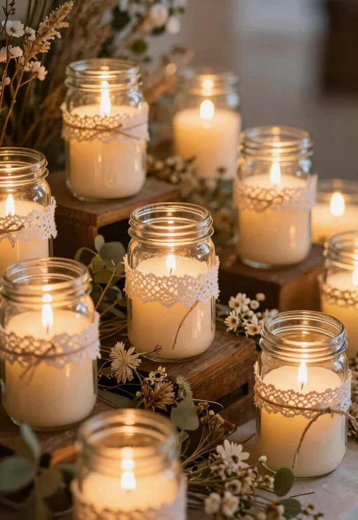 12 Rustic Wedding Favor Ideas for Country and Barn Weddings 3. Scented Candles in Mason Jars 0