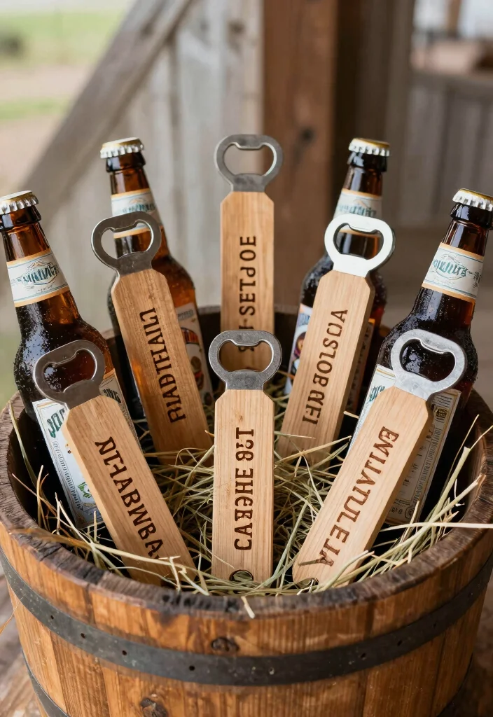 12 Rustic Wedding Favor Ideas for Country and Barn Weddings 6. Personalized Bottle Openers 0
