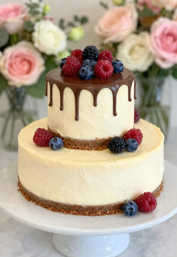 12 Simple Elegant Wedding Cake Ideas for a Timeless Look 50 12 Simple Elegant Wedding Cake Ideas for a Timeless Look 10. Cheesecake Wedding Cake 0
