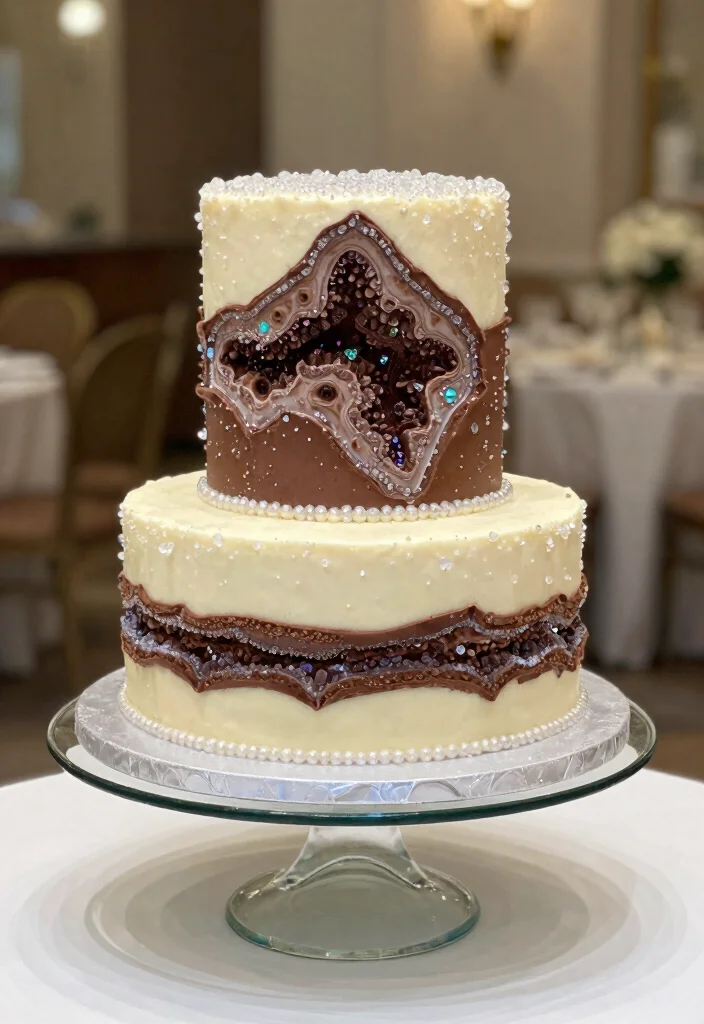 12 Simple Elegant Wedding Cake Ideas for a Timeless Look 13 12 Simple Elegant Wedding Cake Ideas for a Timeless Look 3. Geode Inspired Cake 0