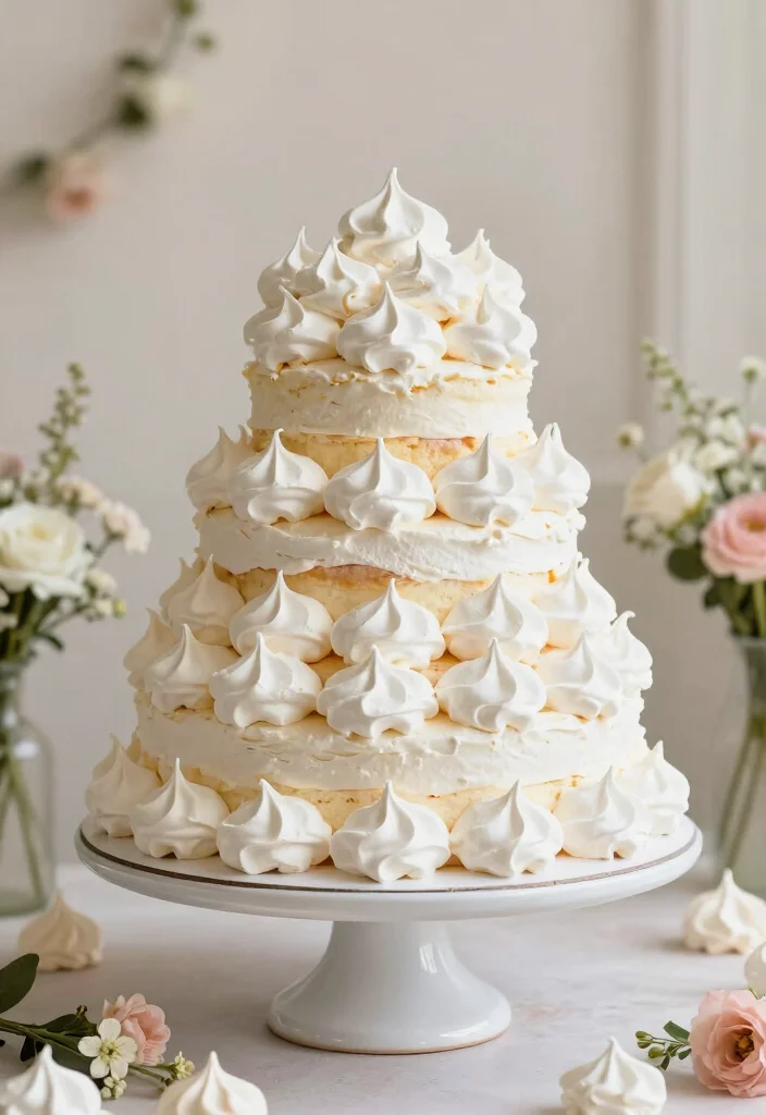 12 Simple Wedding Cake Ideas That Are Timeless and Elegant 50 12 Simple Wedding Cake Ideas That Are Timeless and Elegant 10. Meringue Kiss Cake 0