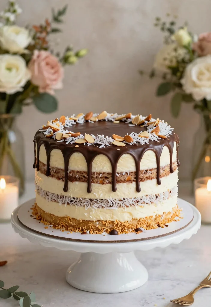 12 Simple Wedding Cake Ideas That Are Timeless and Elegant 51 12 Simple Wedding Cake Ideas That Are Timeless and Elegant 11. Almond Joy Cake 0