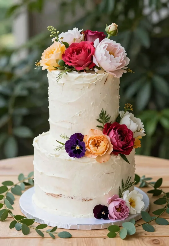 12 Simple Wedding Cake Ideas That Are Timeless and Elegant 4. Floral Accented Cake 0 1