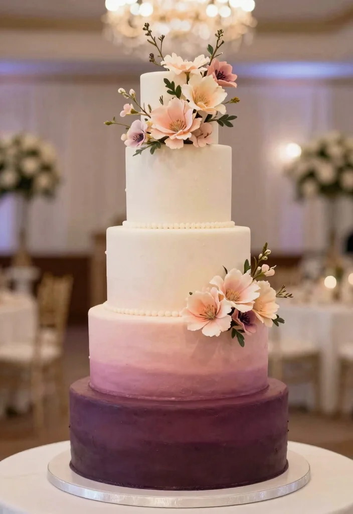 12 Traditional Wedding Cake Ideas with Timeless Appeal 11. Ombre Cake Delight 0