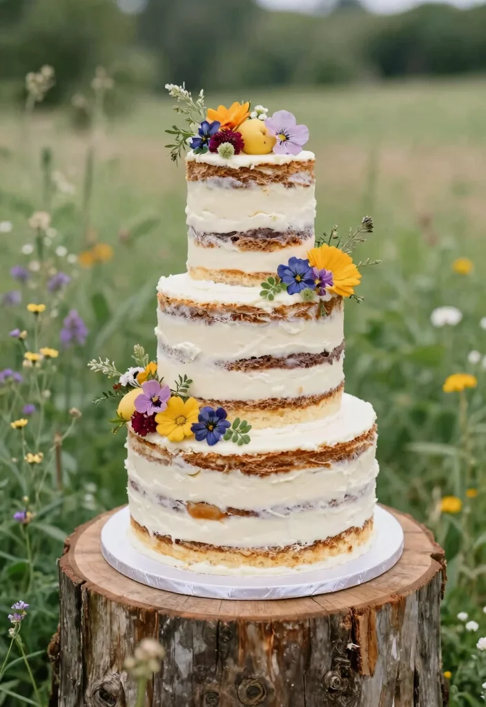 12 Traditional Wedding Cake Ideas with Timeless Appeal 3. Rustic Naked Cake 0