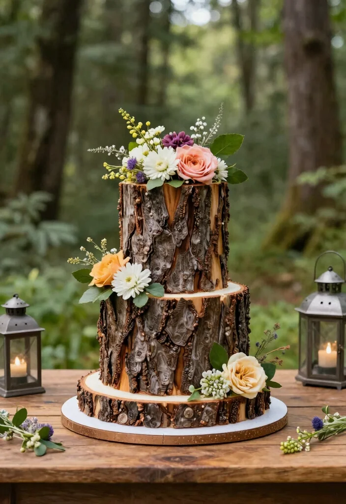 12 Traditional Wedding Cake Ideas with Timeless Appeal 6. Rustic Wood Slice Cake 0