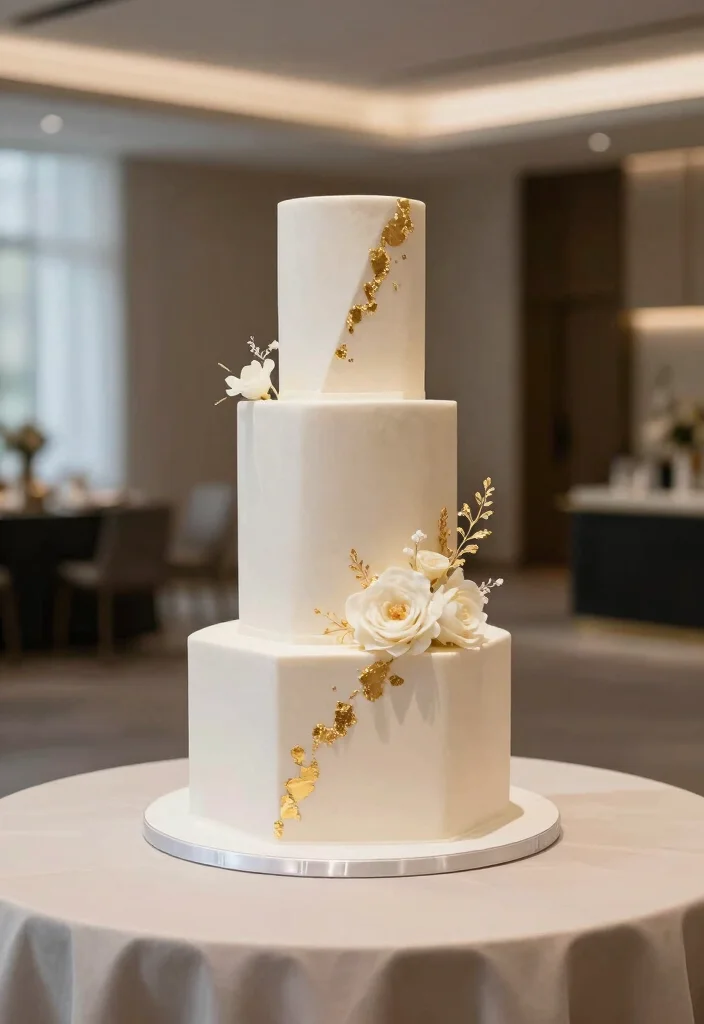 12 Traditional Wedding Cake Ideas with Timeless Appeal 7. Geometric Cake Elegance 0