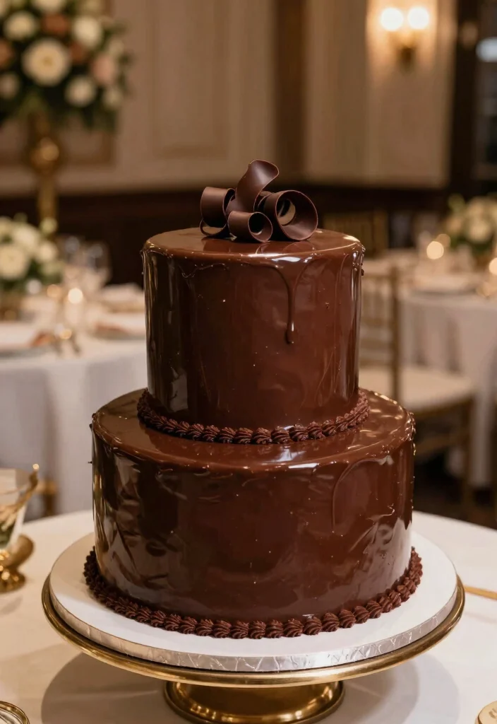 12 Traditional Wedding Cake Ideas with Timeless Appeal 8. Chocolate Ganache Dream 0